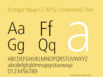 Frutiger Neue LT W1G Cn Thin Version 1.20图片样张