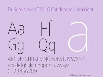 Frutiger Neue LT W1G Cn UltLt Version 1.20图片样张