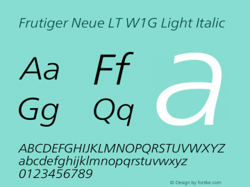 Frutiger Neue LT W1G Light Italic Version 1.20图片样张
