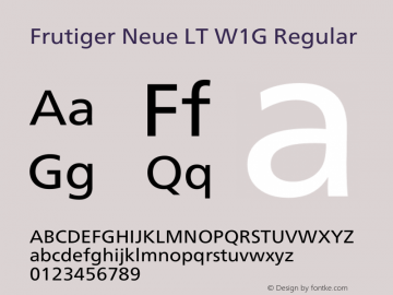 Frutiger Neue LT W1G Version 1.20图片样张