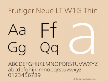 Frutiger Neue LT W1G Thin Version 1.20图片样张