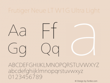 Frutiger Neue LT W1G Ultra Light Version 1.20图片样张