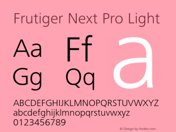 FrutigerNextPro-Light Version 1.00; 2007图片样张