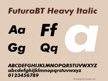 FuturaBT Heavy Italic Version 3.10, build 19, s3图片样张