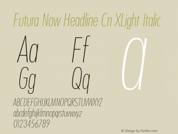 Futura Now Headline Cn XLt It Version 1.01图片样张