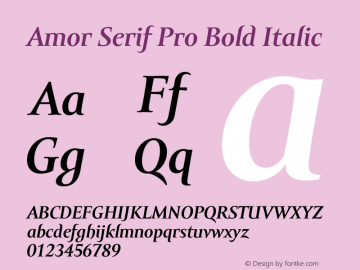 Amor Serif Pro Bold Italic Version 1.000;PS 001.000;hotconv 1.0.38图片样张