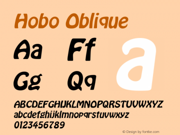 Hobo Oblique 1.0 Fri Sep 09 16:19:03 1994 Font Sample