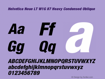 HelveticaNeueLT W1G 67 MdCn Bold Italic Version 1.00 Build 1000图片样张