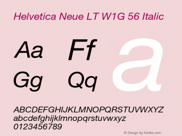 Helvetica Neue LT W1G 56 Italic Version 4.00 Build 1000图片样张