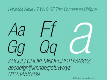 HelveticaNeueLT W1G 37 ThCn Italic Version 1.00 Build 1000图片样张