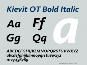 Kievit OT Bold Italic Version 7.600, build 1030, FoPs, FL 5.04图片样张