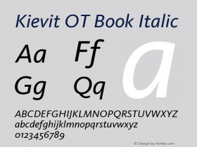 Kievit OT Book Italic Version 7.600, build 1030, FoPs, FL 5.04图片样张