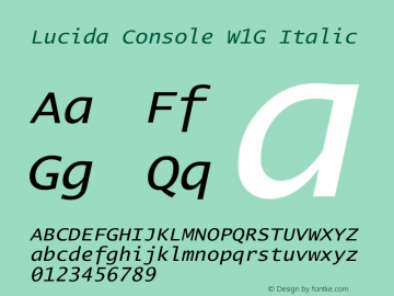 Lucida Console W1G Italic Version 1.00图片样张
