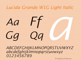 Lucida Grande W1G Light Italic Version 1.000图片样张