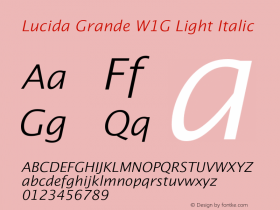 Lucida Grande W1G Light Italic Version 1.00图片样张