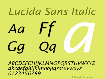 Lucida Sans Italic Version 1.69图片样张