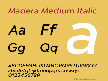 Madera Medium Italic Version 2.01图片样张