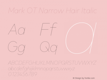 Mark OT Narrow Hairline Italic Version 7.60图片样张