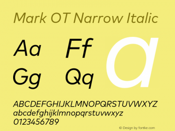 Mark OT Narrow Italic Version 7.60图片样张