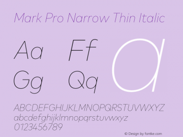 Mark Pro Narrow Thin Italic Version 7.60图片样张