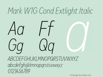 Mark W1G Cond Extlight Italic Version 1.00, build 9, g2.6.4 b1272, s3图片样张