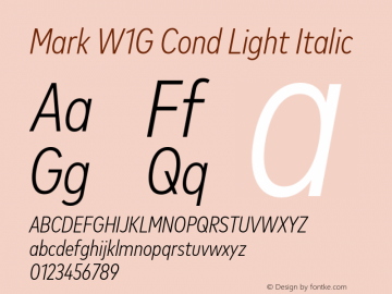 Mark W1G Cond Light Italic Version 1.00, build 9, g2.6.4 b1272, s3图片样张