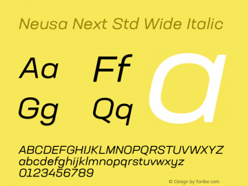 Neusa Next Std Wide Italic Version 1.002;PS 001.002;hotconv 1.0.88;makeotf.lib2.5.64775图片样张