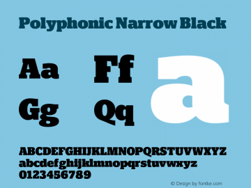 Polyphonic Narrow Black Version 1.000;PS 001.000;hotconv 1.0.88;makeotf.lib2.5.64775图片样张