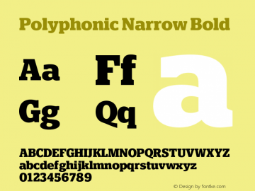 Polyphonic Narrow Bold Version 1.000;PS 001.000;hotconv 1.0.88;makeotf.lib2.5.64775图片样张