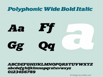 Polyphonic Wide Bold Italic Version 1.000;PS 001.000;hotconv 1.0.88;makeotf.lib2.5.64775图片样张