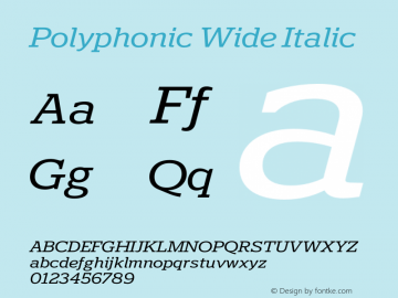Polyphonic Wide Italic Version 1.000;PS 001.000;hotconv 1.0.88;makeotf.lib2.5.64775图片样张