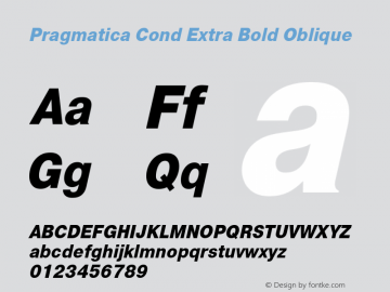 Pragmatica Cond Extra Bold Obl Version 2.000图片样张