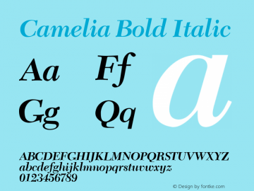 Camelia Bold Italic Altsys Fontographer 3.5  11/6/92 Font Sample