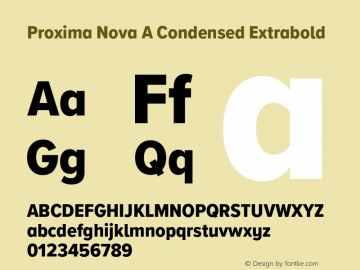 Proxima Nova A Cond Extrabold Version 3.018;PS 003.018;hotconv 1.0.88;makeotf.lib2.5.64775图片样张