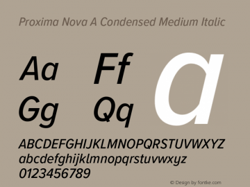 Proxima Nova A Cond Medium It Version 3.018;PS 003.018;hotconv 1.0.88;makeotf.lib2.5.64775图片样张