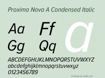 Proxima Nova A Cond It Version 3.018;PS 003.018;hotconv 1.0.88;makeotf.lib2.5.64775图片样张