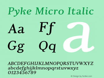 Pyke Micro Italic Version 001.001 February 2021图片样张