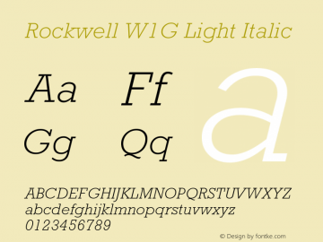 Rockwell W1G Light Italic Version 1.00 Build 1000图片样张