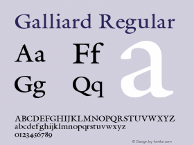 Galliard Regular Altsys Fontographer 3.5  11/5/92 Font Sample