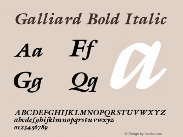 Galliard Bold Italic Altsys Fontographer 3.5  11/5/92图片样张