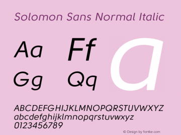 Solomon Sans Normal Italic Version 1.000;PS 001.000;hotconv 1.0.88;makeotf.lib2.5.64775图片样张