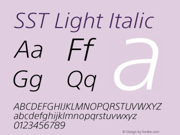 SST Light Italic Version 1.01, build 10, s3图片样张