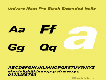 Univers Next Pro Black Extended Italic Version 1.00图片样张