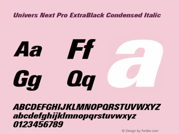 Univers Next Pro ExtraBlack Condensed Italic Version 1.00图片样张