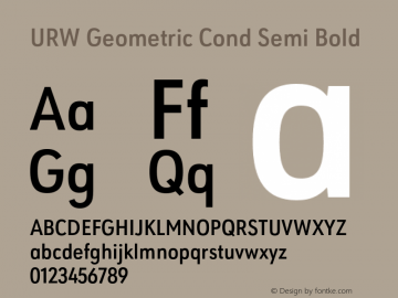 URWGeometricCond-SemiBold Version 1.000;PS 1.00;hotconv 1.0.57;makeotf.lib2.0.21895图片样张