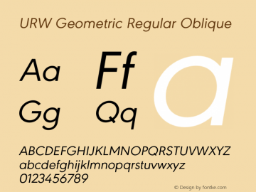 URWGeometric-RegularOblique Version 1.000;PS 1.00;hotconv 1.0.57;makeotf.lib2.0.21895图片样张