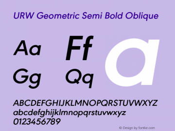 URWGeometric-SemiBoldOblique Version 1.000;PS 1.00;hotconv 1.0.57;makeotf.lib2.0.21895图片样张