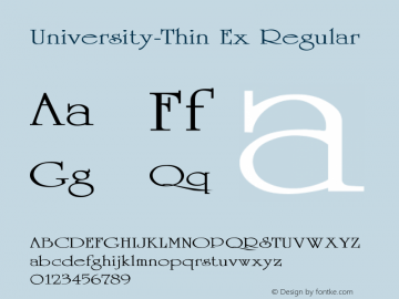 University-Thin Ex Regular Unknown Font Sample