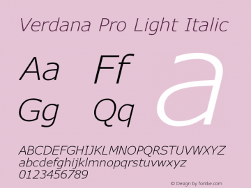 VerdanaPro-LightItalic Version 6.010图片样张