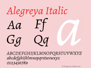 Alegreya Italic Version 2.003; ttfautohint (v1.6)图片样张